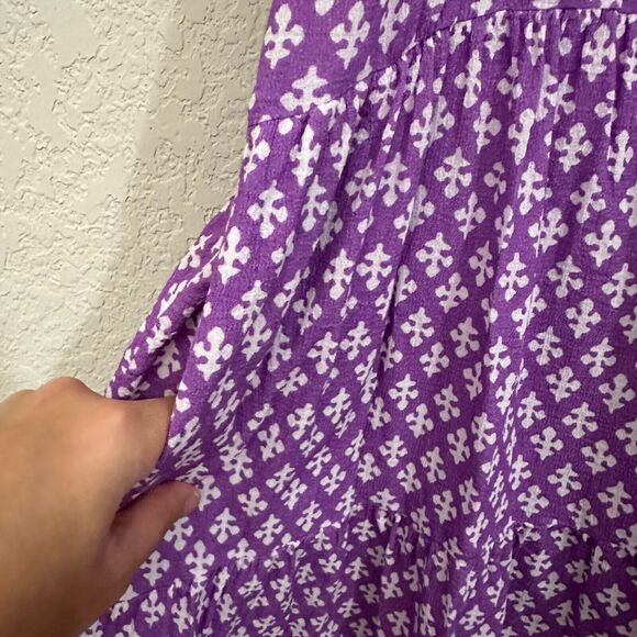 NWOT XIRENA Puff-Sleeve Nissa Babydoll Mini Dress in Purple Clover Print - Picture 5 of 15